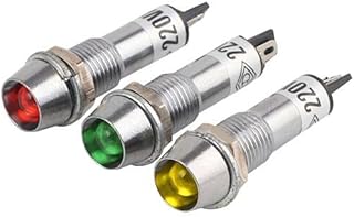 Metal Indicator Lights 8mm No Wire 12V 24V 220v Indication Waterproof Signal Lamp Mini LED Indicator Light Power Signal Lamp - (Color: Red/Voltage: 12V)