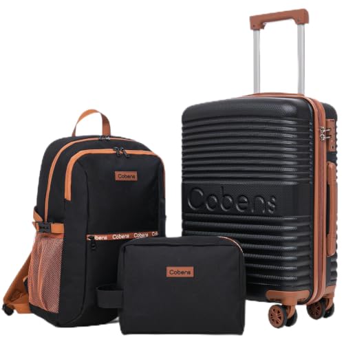 Image of Carry-on Luggage 22x14x9 Airline Approved, 3 Piece Luggage Sets, Black
