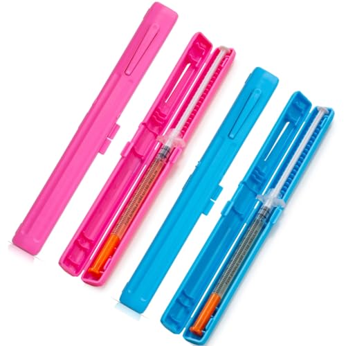Portable Travel Insulin Case for Prefilled Syringe, Discrete Syringe Holders for Diabetes (Blue & Pink | 2 Pack)