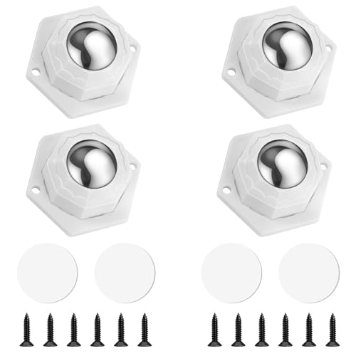 Flintronic 4 Piezas Ruedas para Muebles Pequeñas, 20 mm Ruedas Giratorias Autoadhesivas, Ruedas 360 Grados para Muebles, con Tornillos y Adhesivos, para Muebles Pequeñas Mesita Caja, Blanco