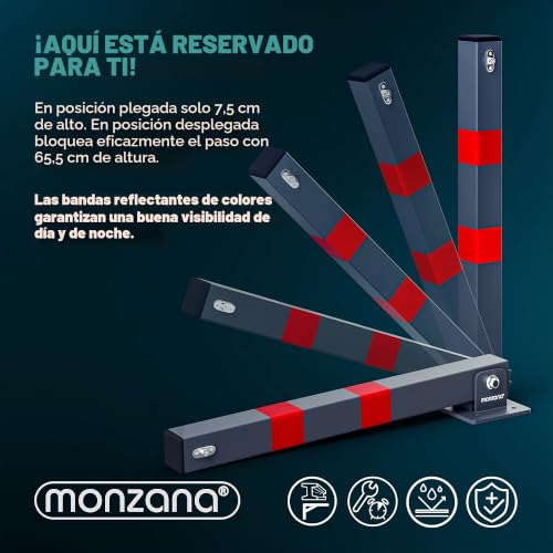 Miniatura 3 de Deuba 4x Barreras De Parking Poste Abatible Aparcamiento Bloqueo Garaje Estacionamiento De Acero