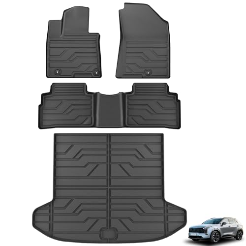 KARPAL Floor Mats for 2026 2025 2024 2023 Kia Sportage Gasoline (Not Fit Hybrid & PHEV), TPE All Weather Custom Fit Floor Liners Car Mats Kia Sportage Accessories, 1st & 2nd Row & Cargo Liner Full Set