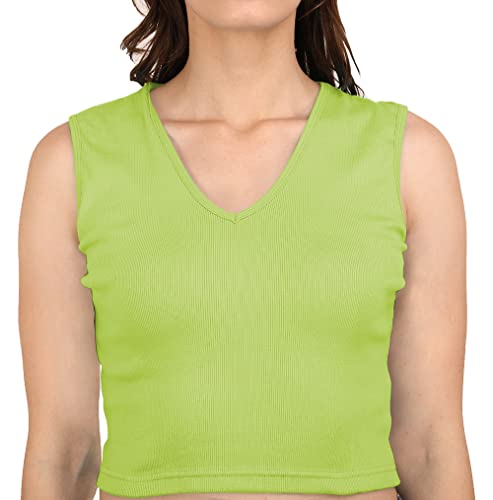 Image of A1596 Women's Casual Stretchy V Neck Sleeveless Crop Tops for Women