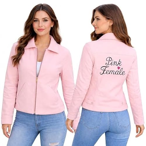 Royal_Leather Women's Pink Satin Bomber Jacket - Retro 50s Style