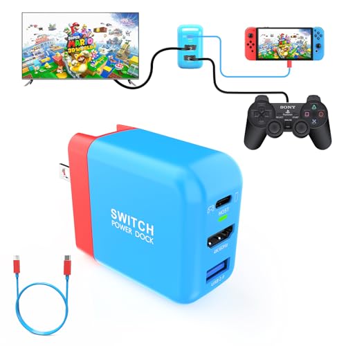 TreasLin 新型3in1多機 switchドック USB-c充電器 HDMI 変換アダプター ACアダプター(HDMI/USB 3.0/USB-Cポート) 急速充電 過電流保護PSE認証済 1MのType-C電源コード付きCD0303-B-36W (