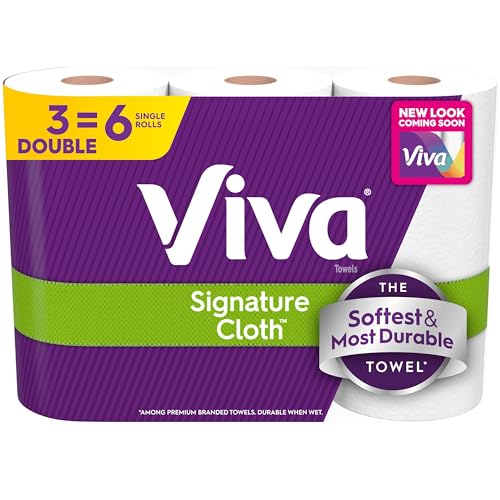 Bambooee Paper Towel Viva Signature Cloth Paper Towels, 3 Double Rolls, 86 Sheets per Roll