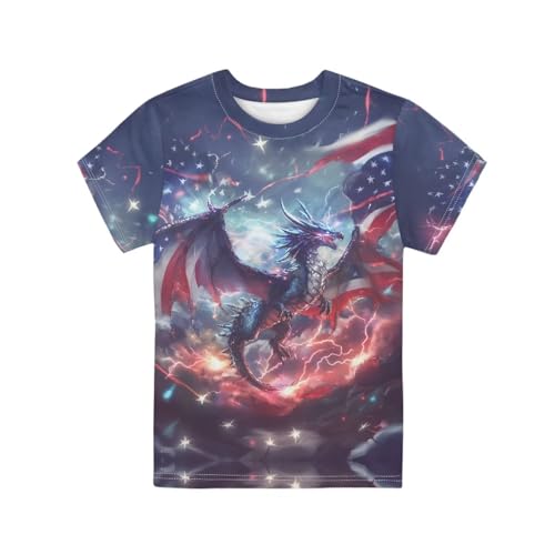 Image of Kids Graphic T-Shirt Boys Girls Novelty Tees Top Short Sleeve Shirts Summer Blouses 3-16