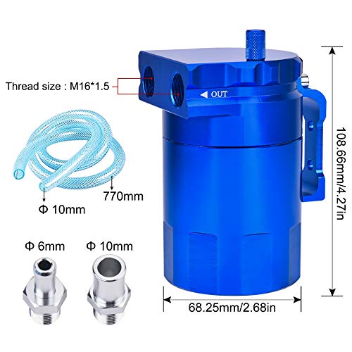 Espeeder Universal Oil Catch Can Kit Baffled Reservoir Tank Aluminum Blue 300Ml Kit #TOP5