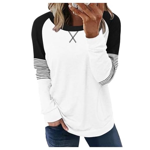onlypuff 3X Plus Size Tops Long Sleeve T Shirt Womens Pocket Tee Shirt Casual Loose Tunic Tops White 3XL