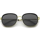zeroUV - Modern Metal Temple Trim Flat Lens Square Sunglasses 55mm