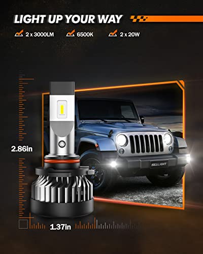 Image of SEALIGHT H10 9145 LED Fog Light Bulbs or DRL, 600% Brightness 6500K Cool White, Built in 20000RPM Turbo Fan 9140 H10 9145 LED Fog Lights, Superior Heat Dissipation, Pack of 2