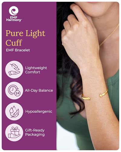 EMF Harmony Cuff Bracelet - Holistic Wellness Energetic Jewelry - Pure Light Cuff for Peace of Mind2