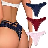 Avidlove Womens Thongs Underwear Sexy Floral Lace Panties Breathable Tangas Cheeky Bikini Panty 3 Packs-5 S