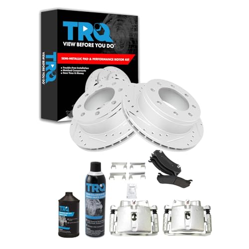 Image of TRQ Performance Rear Brake Pad & Rotor Kit Compatible with 2001-2013 Chevrolet 1999-2013 GMC