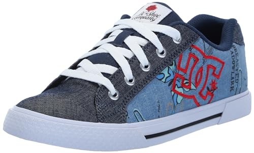 DC Women's Chelsea Low Skate Shoe, Heather Dark Denim, 5