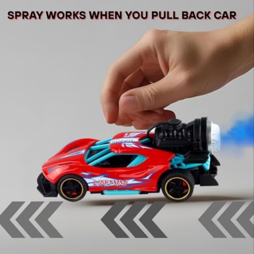 Image of Alloy Metal Die-Cast Street Racing Car 1:36 - Pull Back Toy Car with Mist Smoke Spray, Lights & Music | High-Speed Model Car for Kids Ages 3+ (Multicolor)