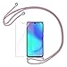 AROYI Funda con Cuerda Compatible con Huawei P30 Lite y Protector Pantalla, Carcasa Transparente TPU Silicona Case con Colgante Ajustable Correa de Cordón Compatible con Huawei P30 Lite, Oro Rosa