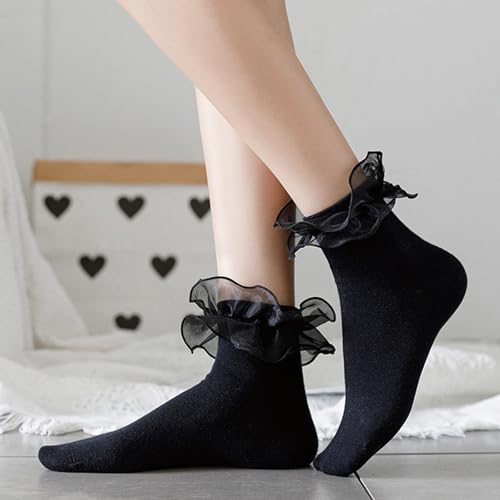 Image of Women Ankle Socks - Frilly Ruffle Socks, Comfortable & Cute, Perfect for Dresses & Fashion