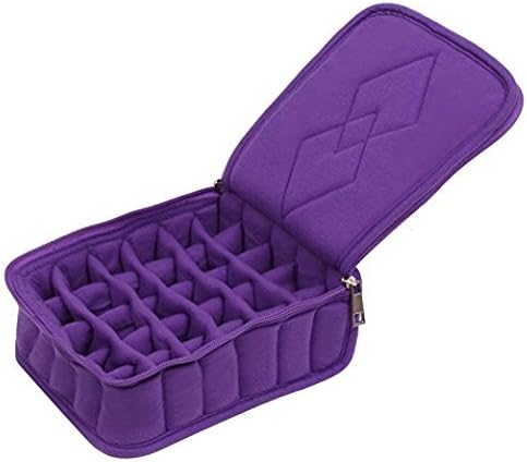 Queentools 30-Bottles Essential Oil Carrying Case – for Travelling Oils Display, Organizer Bag with Double Zipper, Contains 5ml,10ml,15ml Bottles (Purple)