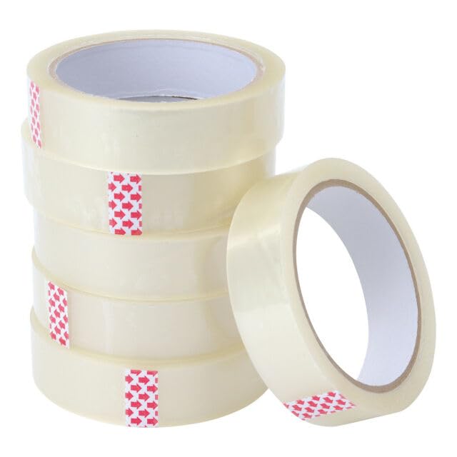 Clear Packaging Tape 24mm x 66m | Strong Heavy-Duty Packing Box Tape | Water Resistant Cellotape/Sellotape | Plain Clear Sticky Tape Rolls (Multi-pack) (6)