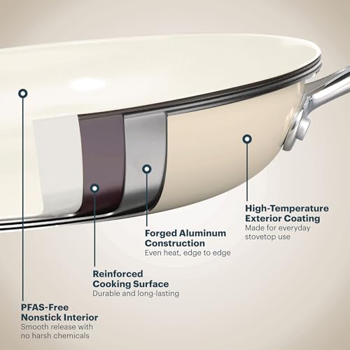 Pyrex 8-Piece Ceramic Cookware Set, Pots and Pans with Lids & Stainless Steel Handles, Healthy Nonstick Ceramic Coating, Induction Compatible Stainless Steel, PFAS Lead Cadmium BPA Free by Pyrex - Image 3