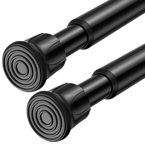 Image of 2 Pack Tension Rods for Windows 28 to 48 inch, Adjustable Curtain Rods No Drilling Spring Rods Extendable Pressure DIY Tension Rod for Window Closet Kitchen, Black