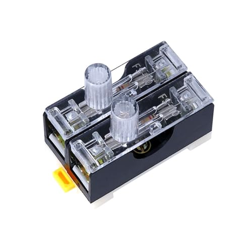 RKVKHFJ 10pcs 10A Fuse Holder FS101 Single /FS102 Two /FS103 Three Fuse Holder with Indicator Light Built-in Fuse 6 * 30mm Fuse Box with Light(FS102)
