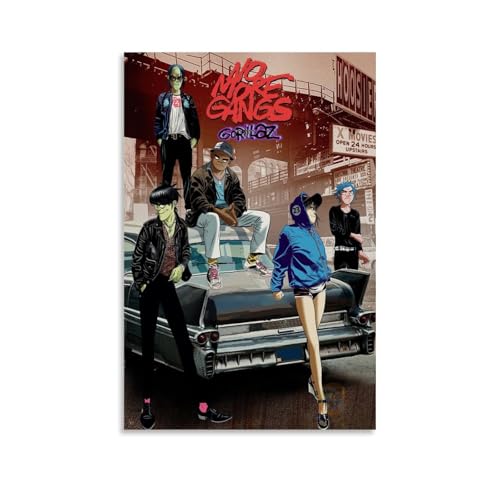 Affiche Gorillaz Album Virtual Band Musique Couverture Vintage Pour Chambre, Art Mural Esthétique sur Toile, Décor de Chambre à Coucher 30 x 45 cm