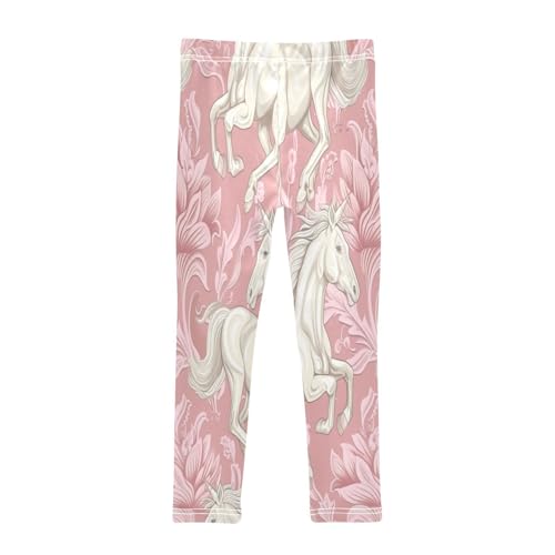 Bolaz Toddler Girls Leggings Printed Yoga Pants Leggings White Horse Pink Flower for Kids2