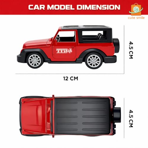 Image of 1:32 Scale DieCast Metal Pull Back Action Openable Doors 4x4 Tharr /Rock Premium Car Toy with Lights and Music for Kids Realistic Miniature Model Vehicle for Gift Ages 2+