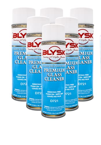 Blysk Premium Glass Cleaner 19 oz Each (6 Cans) - Cleaner for Auto and Home for a Streak-free Shine, Ammonia Free, Foaming Action for Deep-Cleaning, Fast-Acting, Safe for Tinted & Non-Tinted Windows,