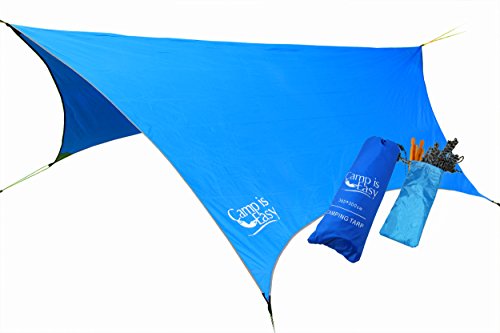 Waterproof Rip Resistant Camping Tarp For Any weather. Perfect Tent cover Or Hammock Rain Fly. Use For Shelter Or Sunshade. Ultralight And Portable Nylon Fabric. Great For Hiking, Backpacking & Travel