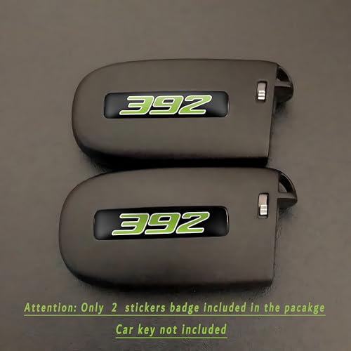 Image of TOOLEPIC for Dodge Challenger Charger Durango and Jeep Grand Cherokee Key fob Badges 2015-2024-Set of 2 - Finest Stickers Inlays Emblems Accessories for 392 Hemi, Ideal for Decals -Sublime Green