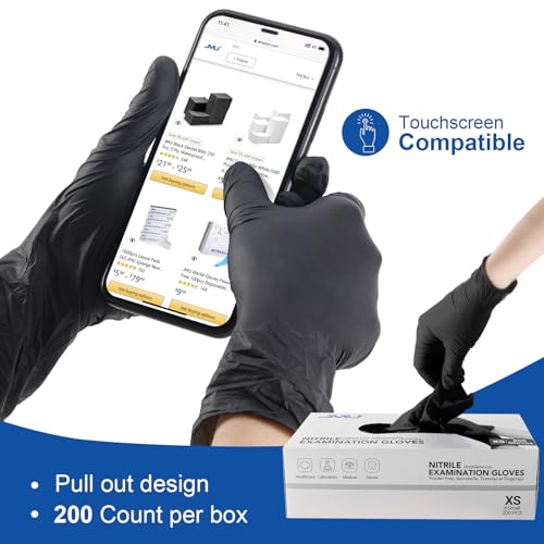 Image of JMU 2000 Black Nitrile Gloves Medium Bulk, 3.5Mil Disposable Gloves | Latex-Free Powder-Free for Medical, Food Prep, Cleaning