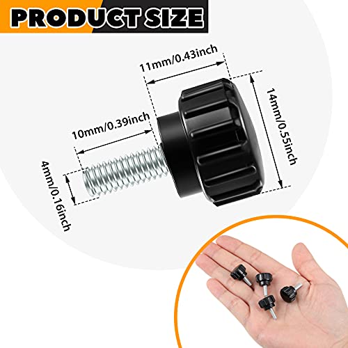 Vis moletée M4 filetée noire 10mm en acier pour fixation manuelle châssis PC
