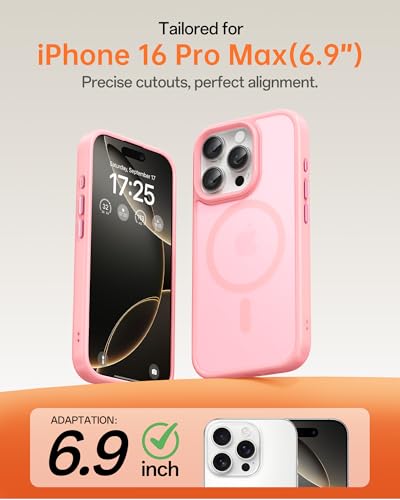 Image of UNBREAKcable Magnetic for iPhone 16 Pro Max Case 6.9-Inch, Compatible with MagSafe, Full Camera Protection, Built-in Magnetic Ring, Drop Protection Shockproof Slim Phone Cover - Pink