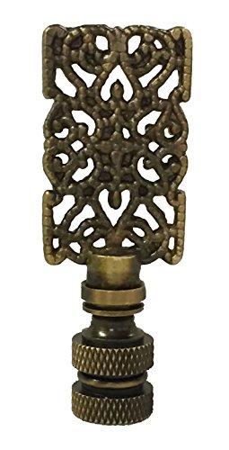 Image of Royal Designs Rectangle Center Cross Filigree 2.5 inch Lamp Finial for Lamp Shade, Antique Brass