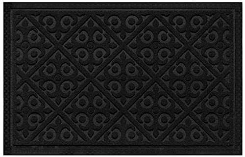 Premium Welcome Mat for Clean Entryways - Non-Slip Indoor Door Mat - Traps Dirt, Grass, and Snow - Stylish Design - 27x17.5 Inches - Black