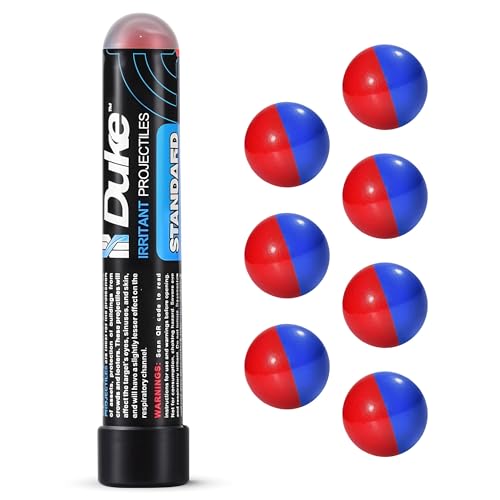 Duke Standard 68 Caliber Self Defense Balls - Pepperspray Balls, 68 Caliber Projectiles, .68 Caliber Defense Balls, 68 Cal Ammo Pepper Gas Spray Rounds, Pepper Ammo Ball, 7 Count Tube - 1% PAVA+1% CS
