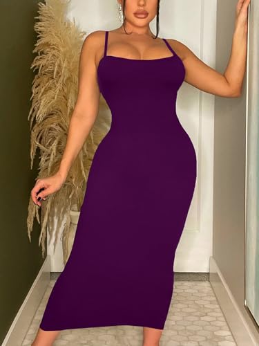 Image of Women's Midi Bodycon Tight Dress - Spaghetti Strap Summer Casual Leopard Cheeath Print Club Party Long Fitted Slip Dresses