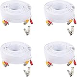 (4) Pack of 200ft 200 Feet All-In-One Siamese CCTV Security Camera BNC Video and Power Cable for Surveillance System