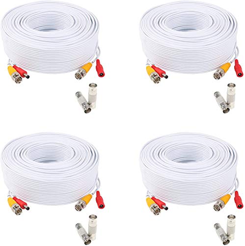 (4) Pack of 200ft 200 Feet All-in-One Siamese CCTV Security Camera BNC Video and Power Cable for Surveillance System