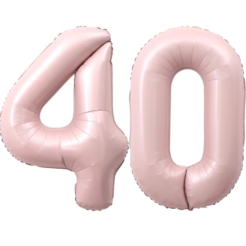 Image of 40 Inch Light Pink Number 40 Balloon 0-9 40th Foil Big Giant | Digital for Birthday Anniversary Graduation Decorations