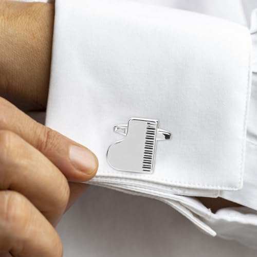 Gemelos de piano para hombre tono plateado miniatura 4