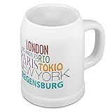 digital print Bierkrug mit Stadtnamen Regensburg - Design Famous Citys in The World - Städte-Tasse, Becher, Maßkrug