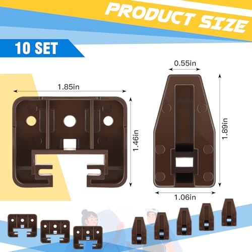 Ripeng 20 Set Plastic Drawer Slides and Guides Replacement Furniture Parts Plastic Cabinet Slides Stopper for Dressers, Hutches and Night Stand Drawer Systems, Brown