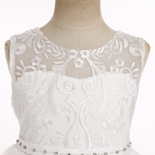 IDOPIP Flower Girl Dresses for Wedding Lace Tulle Princess Pageant Dresses for Girls Kids Prom First Communion Birthday Gowns3