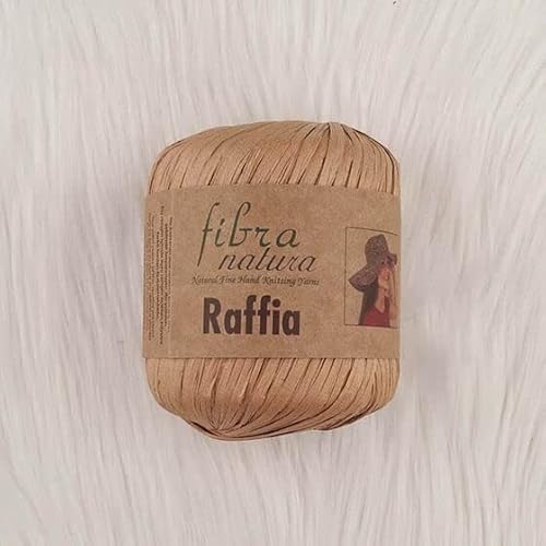 Fibra Natura Raffia Yarn, %100 Cellulose Rayon, Paper Macrame Cord, 40G 1.41 Oz 90M 99Yd, Natural Raffia Straw, Basket Yarn, Home Decor Yarn, Eco-Friendly Yarn (14) #TOP14