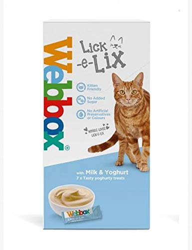 Webbox Lick-e-Lix Unique Tasty Cat Treats Box (All Flavours) 5-7 Treats Per Pack Lick-e-Lix Milk & Yoghurt 7 Pack, 5 Pack