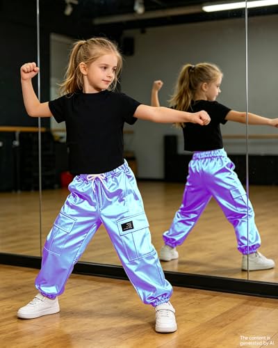 Image of SANGTREE Girls' 2 Piece Outfits T-Shirt and Drawstring Cargo Jogger Pants Clothing Set, 4-14 Years